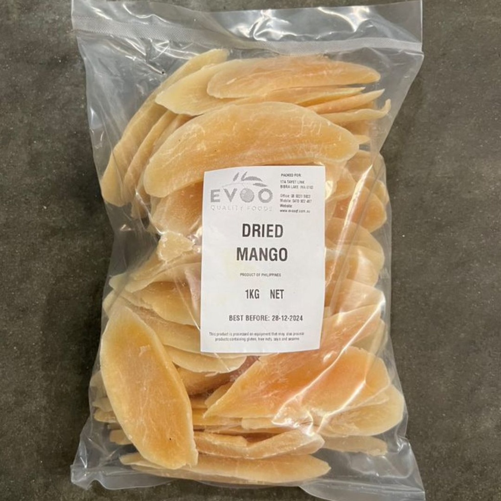 Mango Dried Sliced 1kg Bag Evoo QF