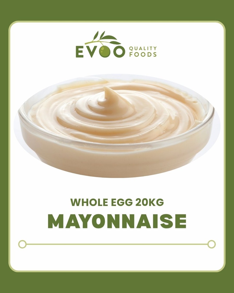 Mayonnaise Whole Egg 20kg Tub Evoo QF (Green Label)