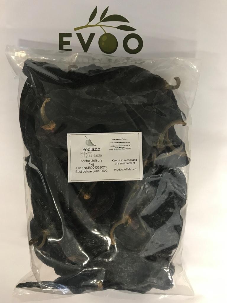 Mexican Ancho Chilli Dried 1kg Bag Poblano