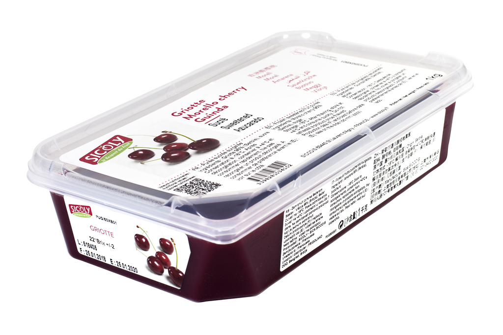[puree-cherrySIC] Morello Cherry Puree Unsweetened 1kg Frozen Tub Sicoly