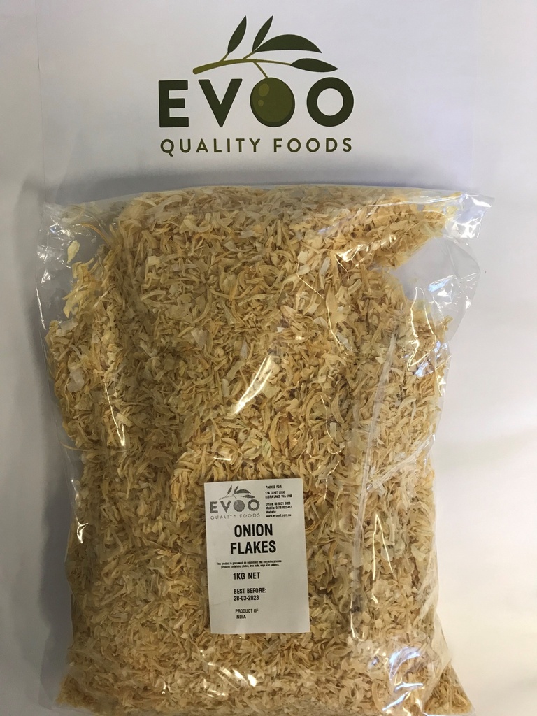 [onion-flakes] Onion Flakes 1kg Bag Evoo QF