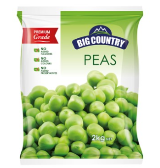 [peas-frz] Peas Green 2kg Bag Frozen Big Country