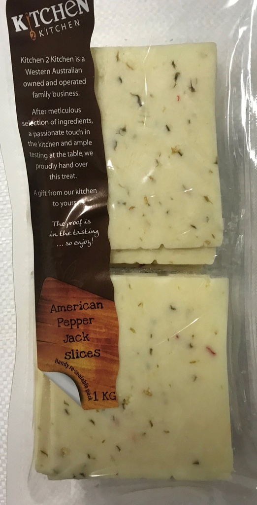 Pepperjack Cheese Sliced 1kg Packet Kitchen 2 Kitchen