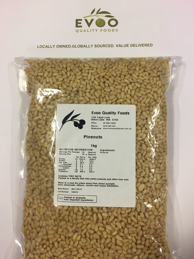 [nuts-pine] Pine Nuts 1kg Bag Evoo QF