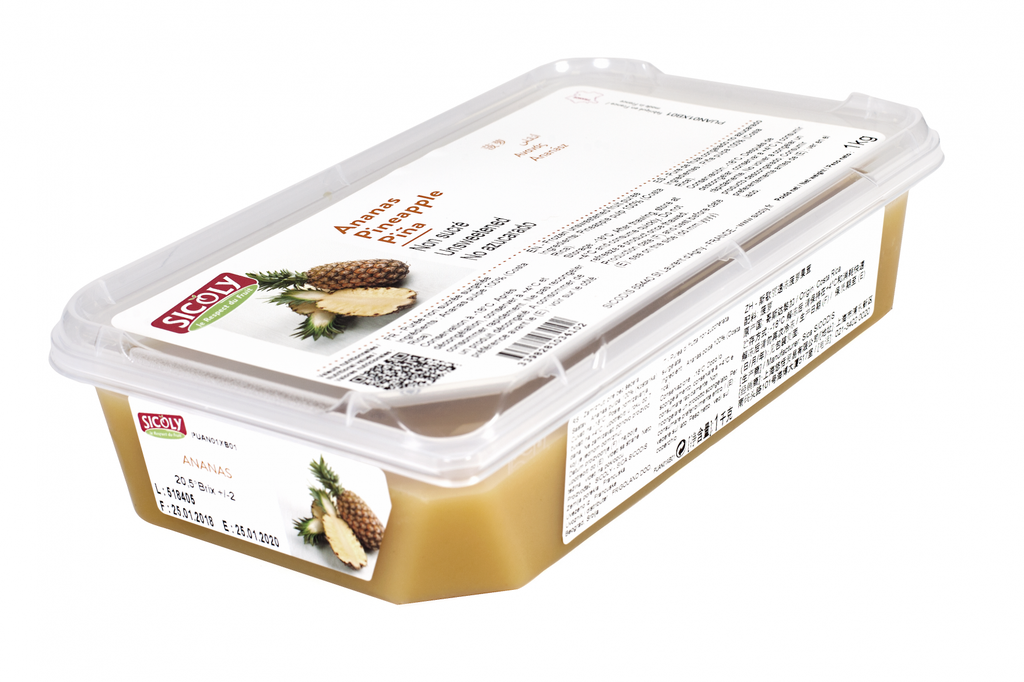 [puree-pineSIC] Pineapple Puree Unsweetened 1kg Frozen Tub Sicoly