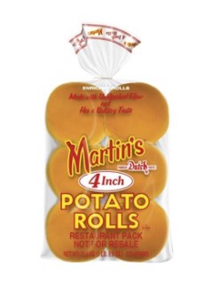 Martins Potato Rolls 60 x 4" Carton Frozen