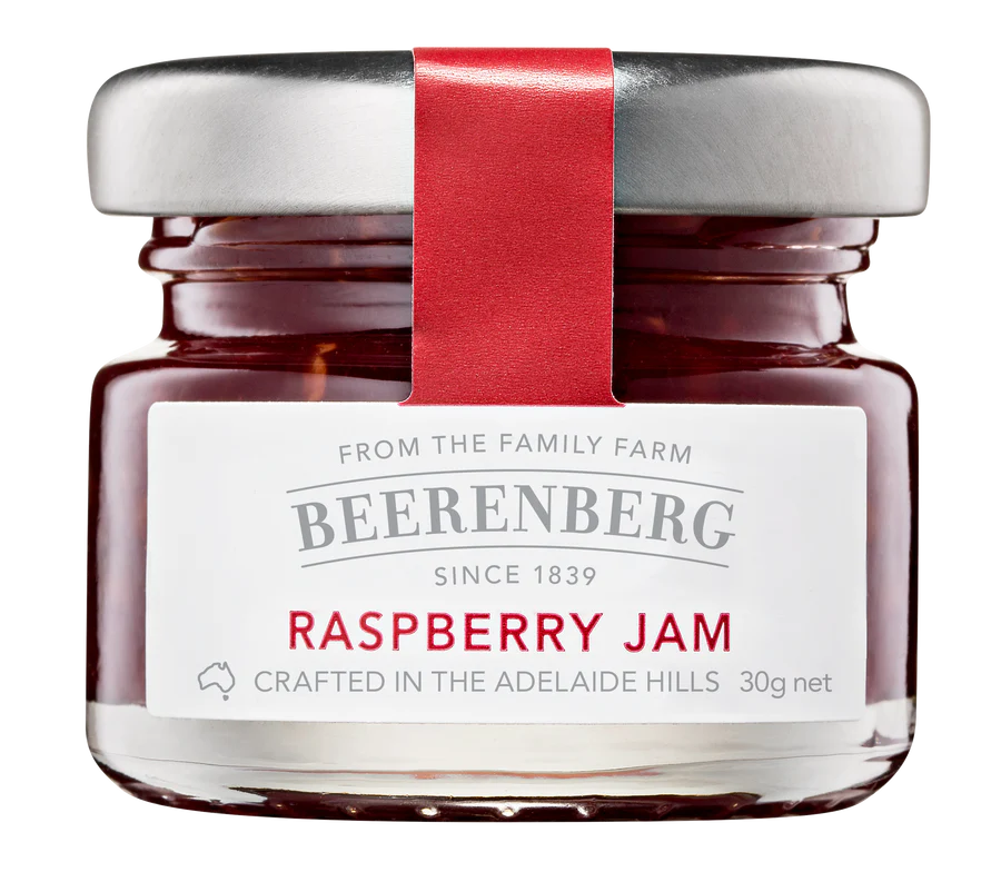 [Jam-RJ30] Raspberry Jam 30g x 60 Carton Glass Jars Beerenberg
