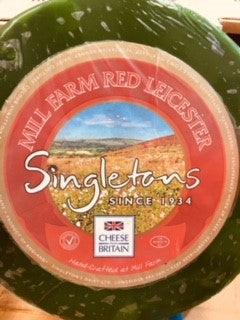 [ched-redL] Red Leicester Cheese Green Waxed 1.5kg UK Singletons