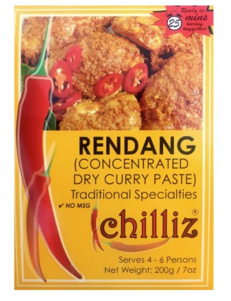 Rendang Concentrated Dry Curry Paste 200g Pkt Chilliz