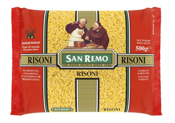[risoni-500gSR] Risoni Pasta Dried 500g Pkt San Remo