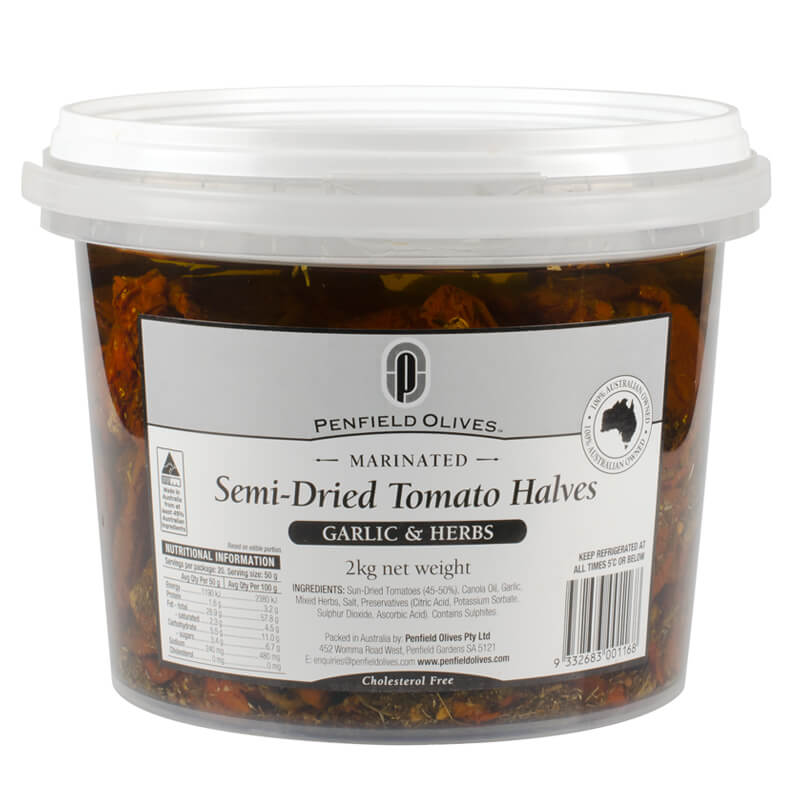 [tom-semiDE] Semi-Dried Tomato Halves 2kg Tub Penfields