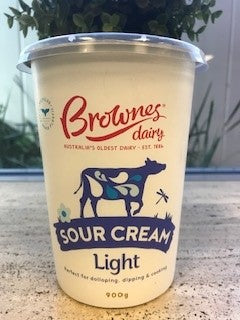 [cream-sour1lt] Sour Cream Light 900g Tub Brownes