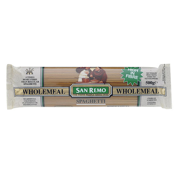 [pasta-spagHM] Spaghetti Wholemeal 500g Packets San Remo #130