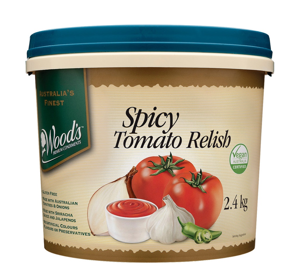[tomato-woods2.4kg] Spicy Tomato Relish GF 2.4kg Tub Woods