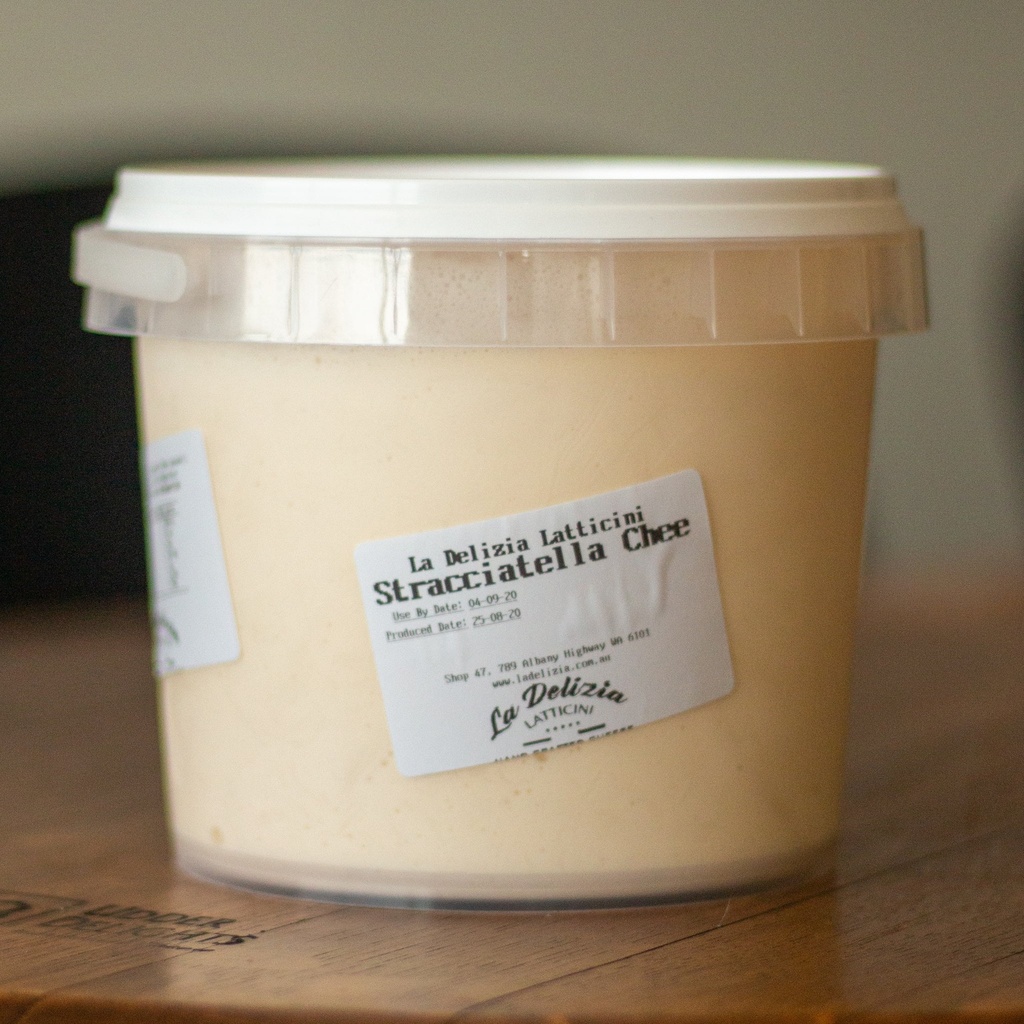 [cheese-stracLD] Stracciatella Cheese Freshly Made 1kg Round Tub (2 Days Pre Order) La Delizia Latticini