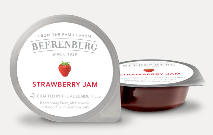 [jam-strawbPC14g] Strawberry Jam Portion Control 120pc x 14g Beerenberg Australian Made