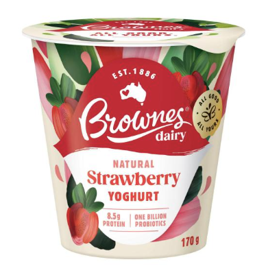[yogh-STR170] Strawberry Yoghurt 10 x 170gm CARTON Brownes (Pre Order 3 days)