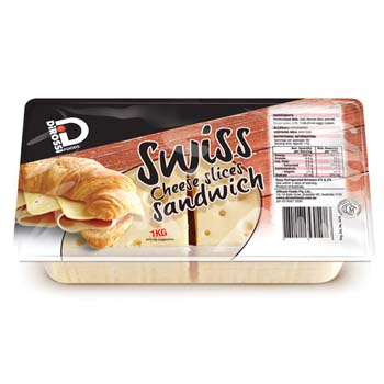 Swiss Cheese Sandwich Slices 12 x 1kg CARTON ONLY Di Rossi
