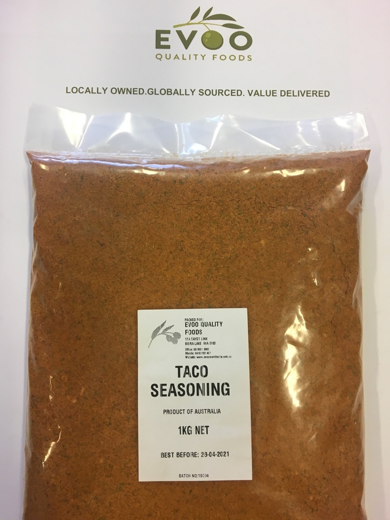 [taco-season] Taco Seasoning GF 1kg Bag Evoo QF