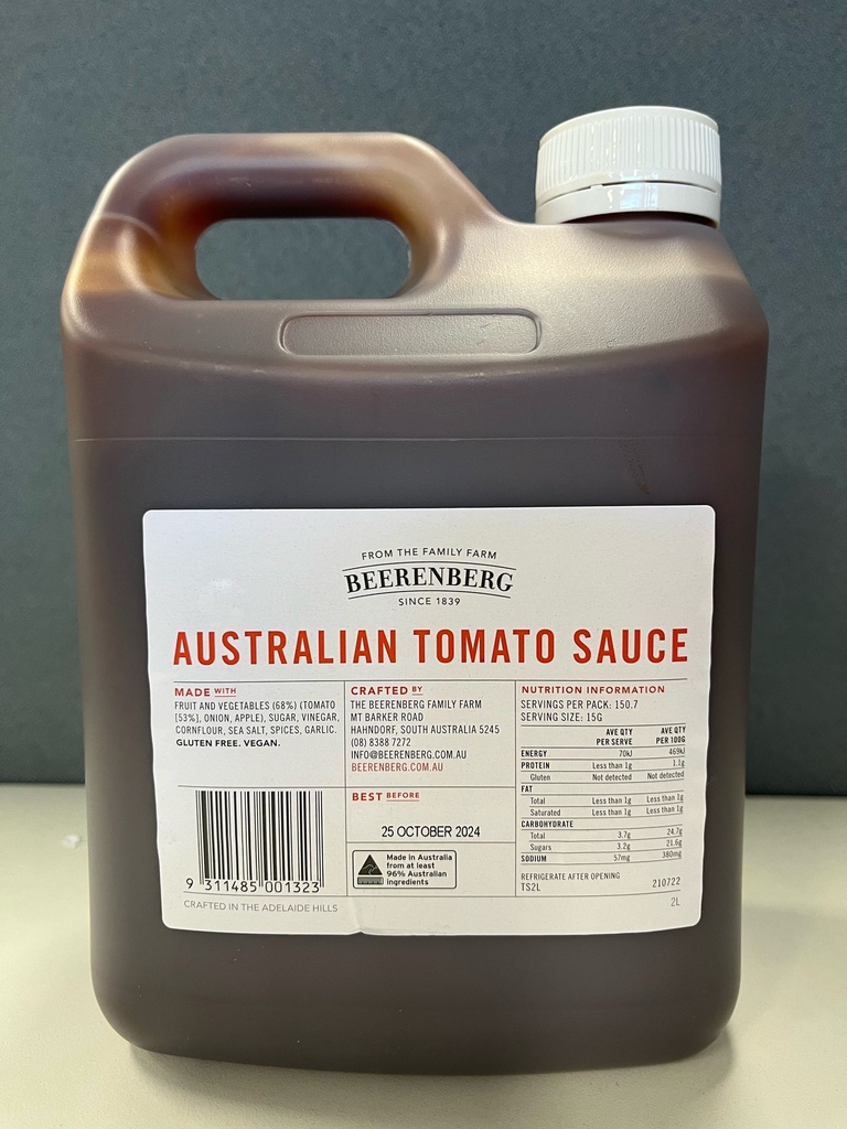[sauce-tomBB] Tomato Sauce GF 2L Bottle Beerenberg (Australian Product)