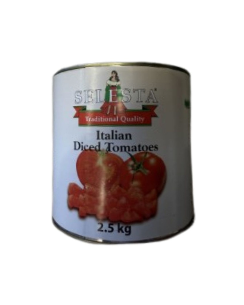 [TOMDICED-A9] Tomatoes Diced Italian 2.5kg Tin Selesta
