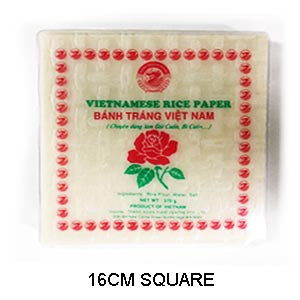 [rice-paperSquare] Vietnamese Rice Paper Sheets 16cm Square Rose (Small)