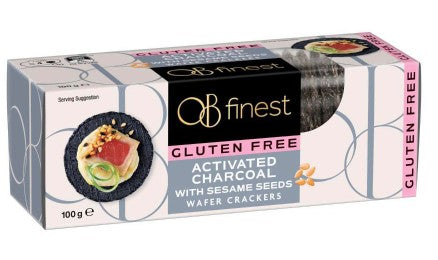 Wafer Crackers Activated Charcoal & Sesame Seeds GF 100g Olinas