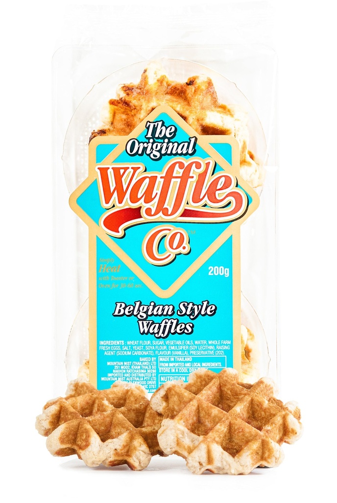 Waffles Belgium Style 4/pkt (12 x 200g) Carton The Original Waffle Company