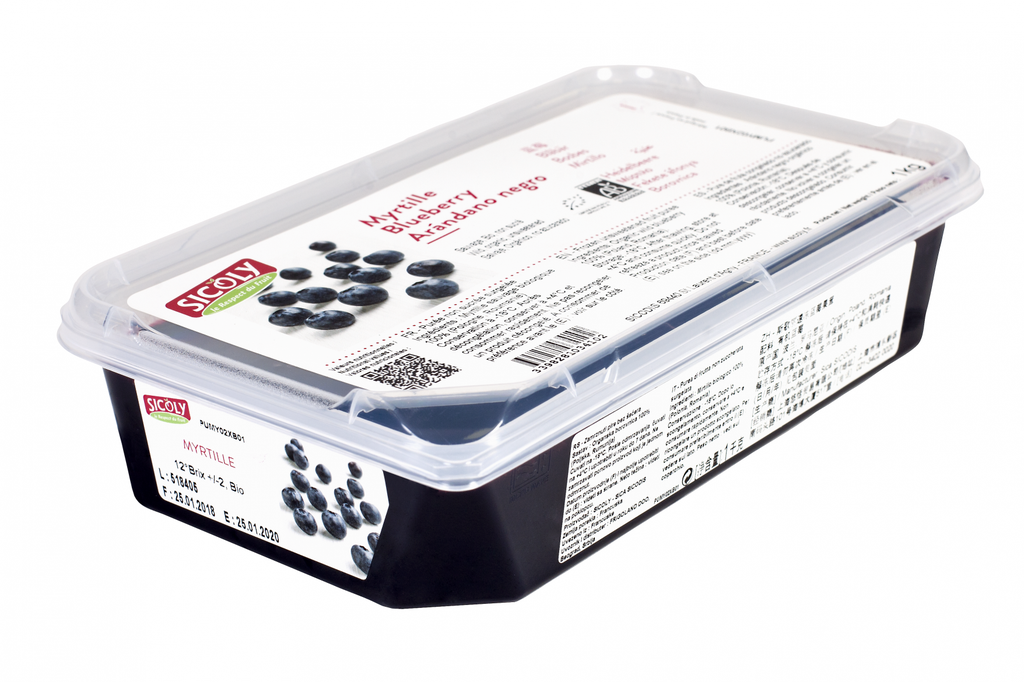 [puree-blueSIC] Wild Blueberry Puree 1kg Frozen Tub Sicoly