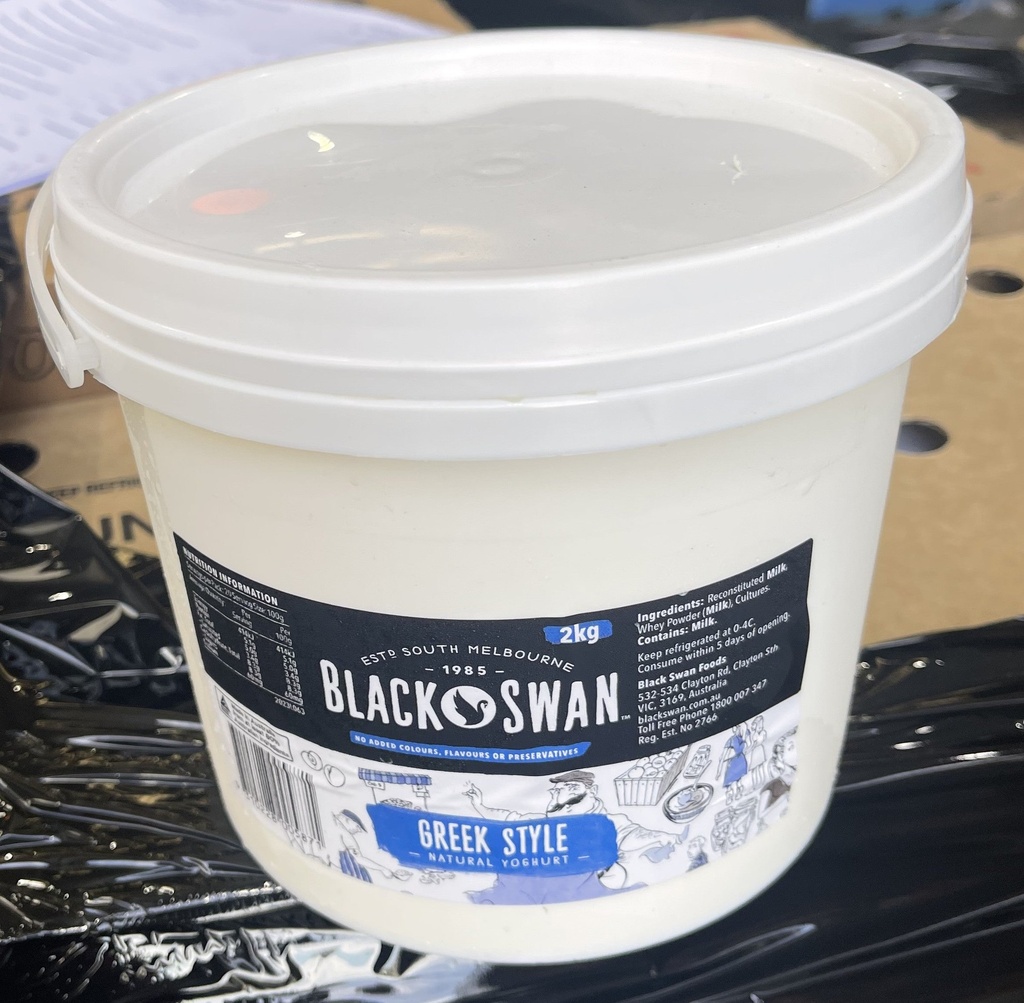 [yogh-BSG2kg] Yoghurt Greek Style Natural Thick 2kg Tub Black Swan